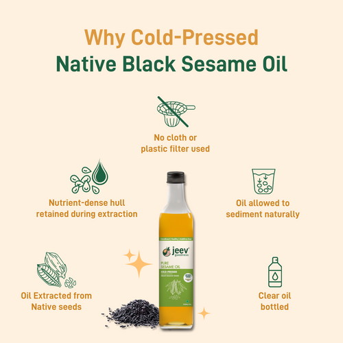 100% Pure, Decanted Sesame Oil | Cold Pressed using Native Black Sesame Seeds at 35 RPM
