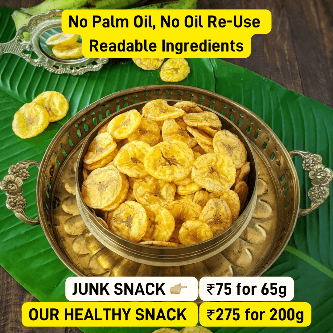 Homemade Nendhiram Banana Chips | Made With Cold Pressed Single Use Coconut Oil - 200g