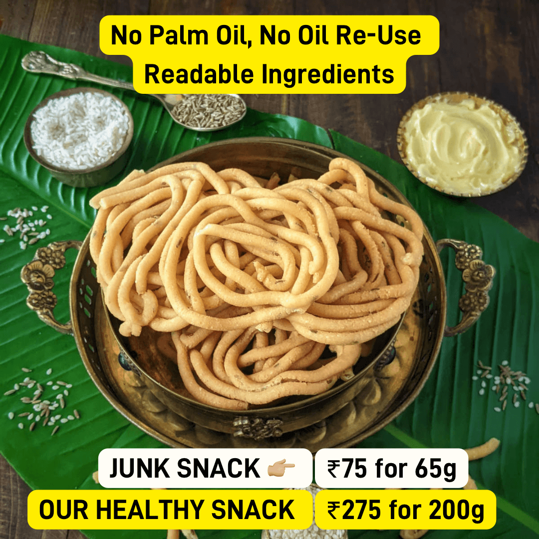 Homemade Thenkuzhal Murukku | Made With Cold Pressed Single Use Groundnut Oil - 200g